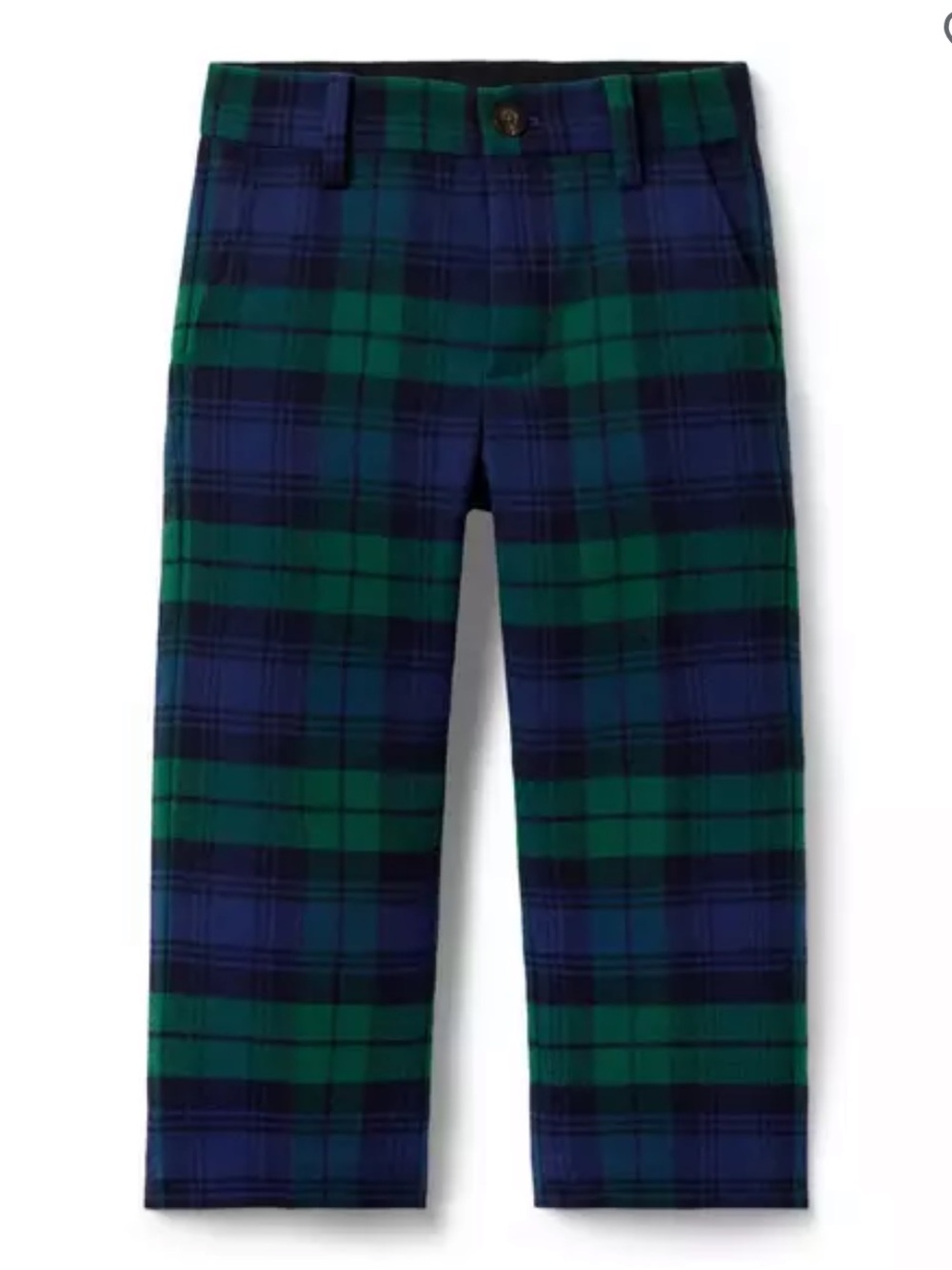 Kids Plaid Pull-On Pants - Green & Navy